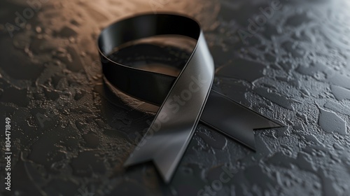 Black ribbon, for Skin cancer awareness, Melanoma Awareness, Narcolepsy Awareness and Mourning. photo
