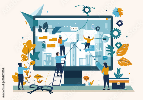 Website homepage layout design, web banner creation - SEO site development, web designers build HTML UI/UX templates, business team optimizing search engine visibility
