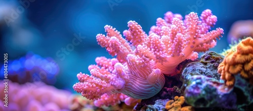 Close Up of Pink Hard Coral Acropora Nasuta in Aquarium
