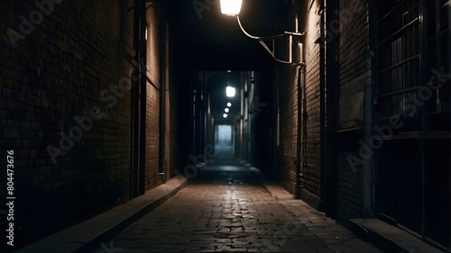 Dark mysterious empty street in old town. Cinematic Background Landscape.