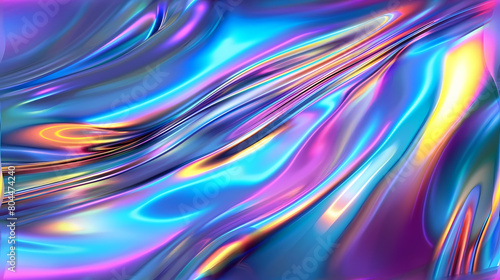 Vivid Holographic Patterns Flowing in Abstract Design