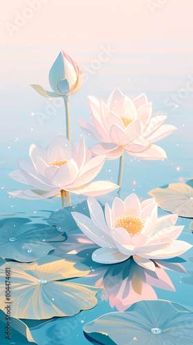 National trend Chinese style lotus landscape background illustration  twenty-four solar terms Beginning of Summer illustration