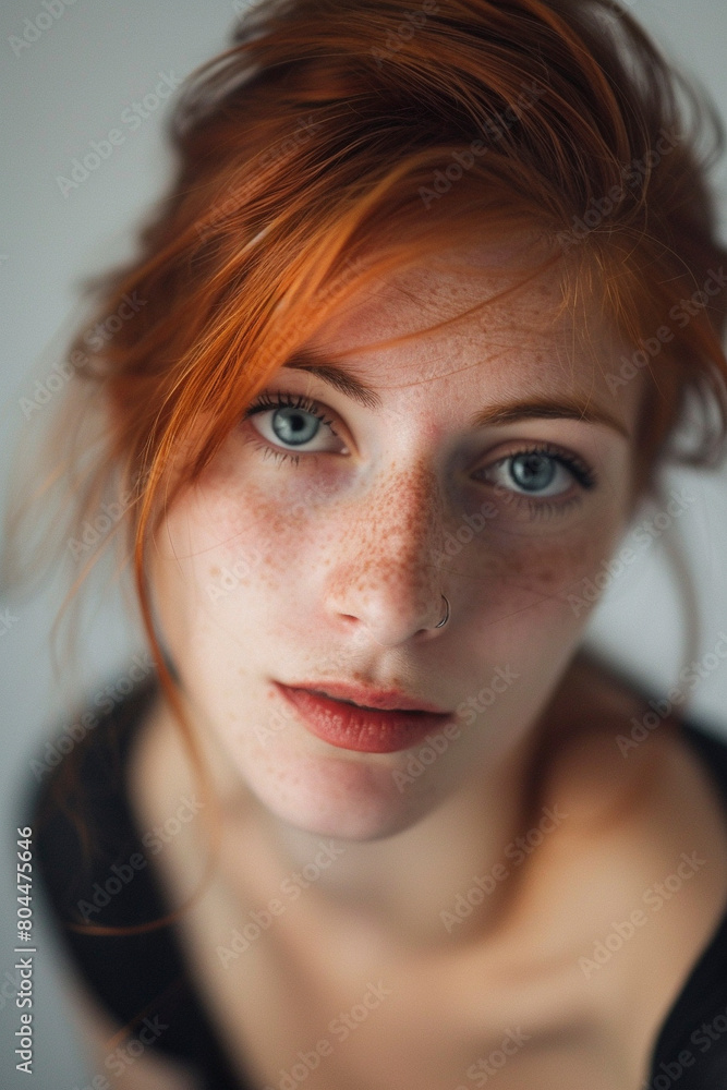 A professional Studio photo portrait of a gorgeously beautiful red haired woman and perfect skin A professional Studio photo portrait of a gorgeously beautiful red haired woman and perfect skin