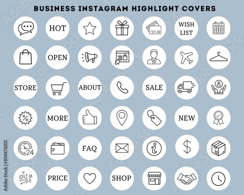 Instagram highlights stories covers business white for shop,  store
