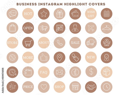 Instagram highlight stories covers business brown beige