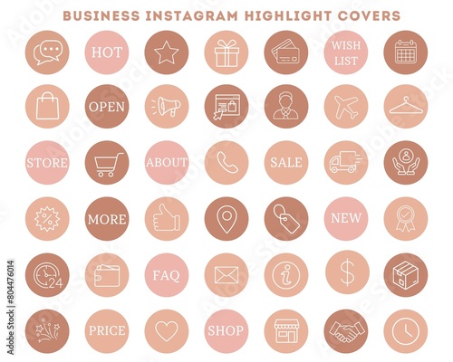Instagram highlight stories covers business brown beige pink