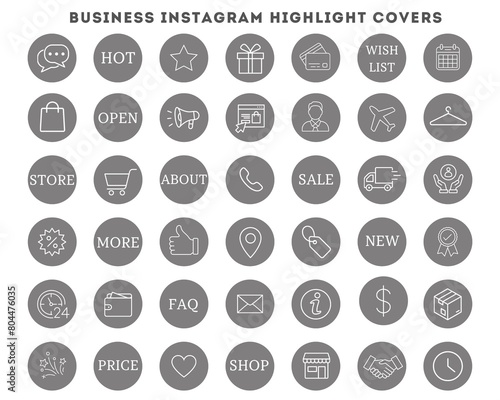 Instagram highlights stories covers business grey