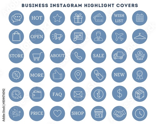 Instagram highlights stories covers business blue