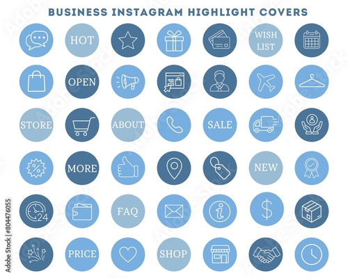 Instagram highlights stories covers business blue	