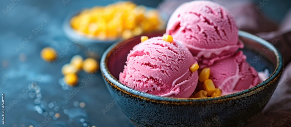 Three Scoops of Pink Ice Cream in a Bowl Three Scoops of Pink Ice Cream in a Bowl
