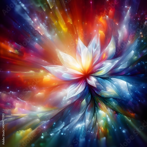 Prism Blossom with abstract colorful shapes colorful background photo