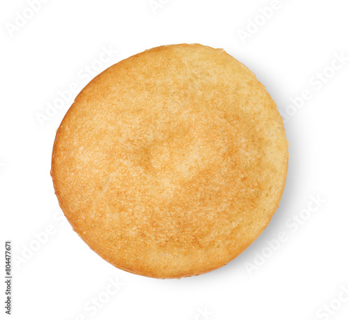 Half of grilled burger bun isolated on white, top view