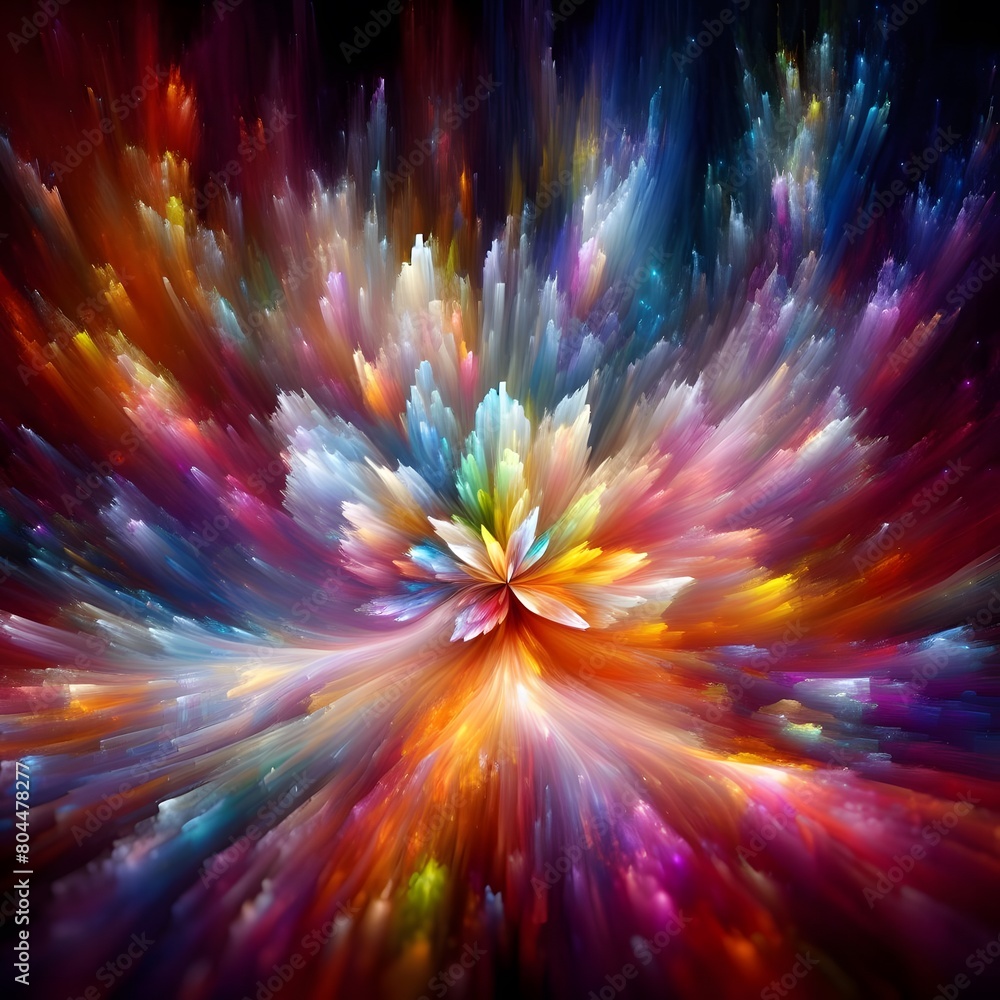Obraz premium Prism Blossom with abstract colorful shapes colorful background