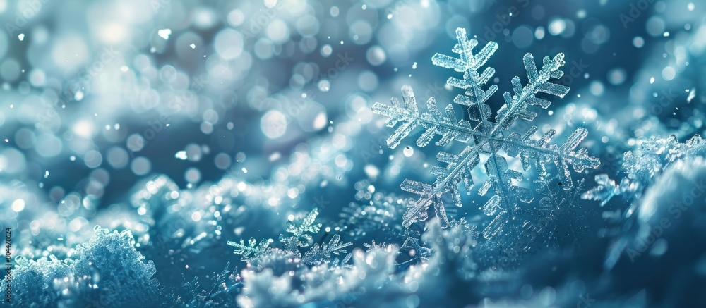 Detailed Snowflake on Blue Background Detailed Snowflake on Blue Background