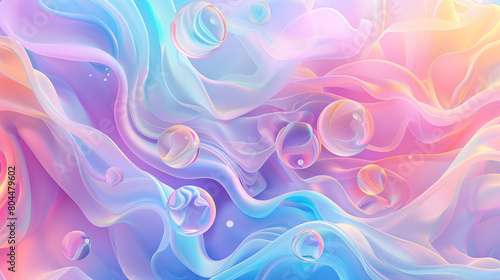 A vibrant and dynamic abstract background filled with a variety of colors, shapes and bubbles creates an eye-catching and energetic visual experience. photo