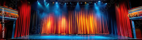 The theater as the closed curtain hints at the unfolding drama and excitement of the upcoming performance, inviting viewers to anticipate the magic of live entertainment. photo