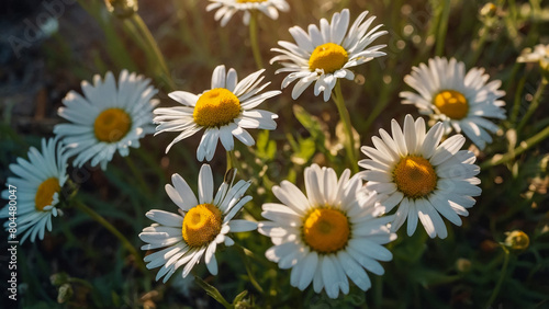 Leucanthemum vulgare  the ox-eye daisy  or oxeye daisy is widely cultivated and available as a perennial flowering ornamental plant for gardens and designed meadow landscapes 