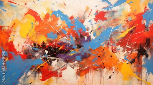 Vibrant Abstract Expressionist grunge Painting Capturing a Dynamic Explosion of Colors.
