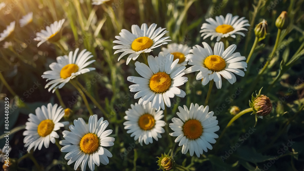 Leucanthemum vulgare, the ox-eye daisy, or oxeye daisy is widely cultivated and available as a perennial flowering ornamental plant for gardens and designed meadow landscapes
Leucanthemum vulgare, the ox-eye daisy, or oxeye daisy is widely cultivated and available as a perennial flowering ornamental plant for gardens and designed meadow landscapes