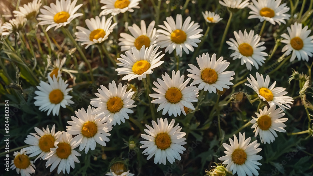 Leucanthemum vulgare, the ox-eye daisy, or oxeye daisy is widely cultivated and available as a perennial flowering ornamental plant for gardens and designed meadow landscapes
