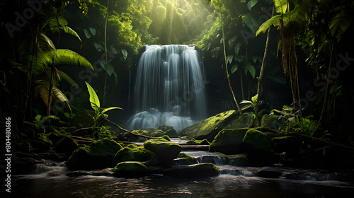 waterfall in the rainforest photo