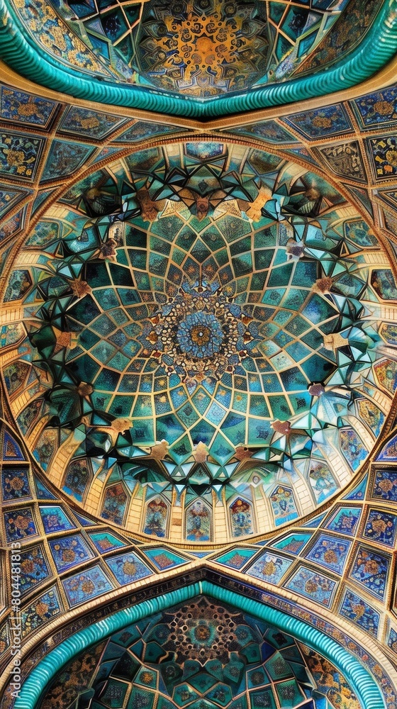 Islamic geometric pattern, tessellating tiles, intricate and mesmerizing