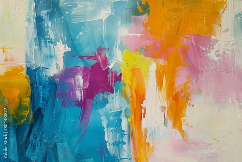 Joyful abstract expressionist painting, vibrant colors evoke pure emotion