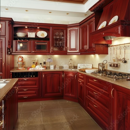 Elegant Cherry Wood Kitchen Cabinet  A Timeless Addition to Your Home D  cor