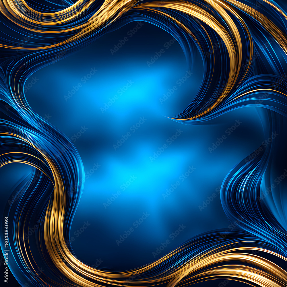 Abstract background composed of blue and gold waves, luxury background ...