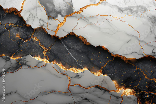 A close-up of marble with gold veins, showcasing the intricate patterns and natural beauty in black. Created with Ai