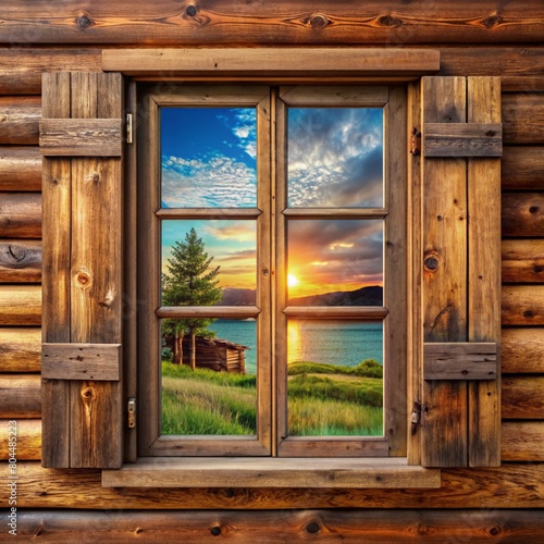 wooden window in the old house