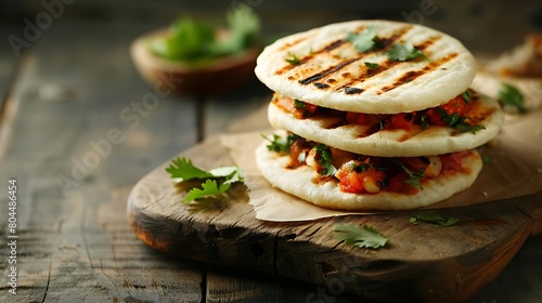 Arepas A Delicious Canvas of Hispanic Flavors with Ample Copy Space photo