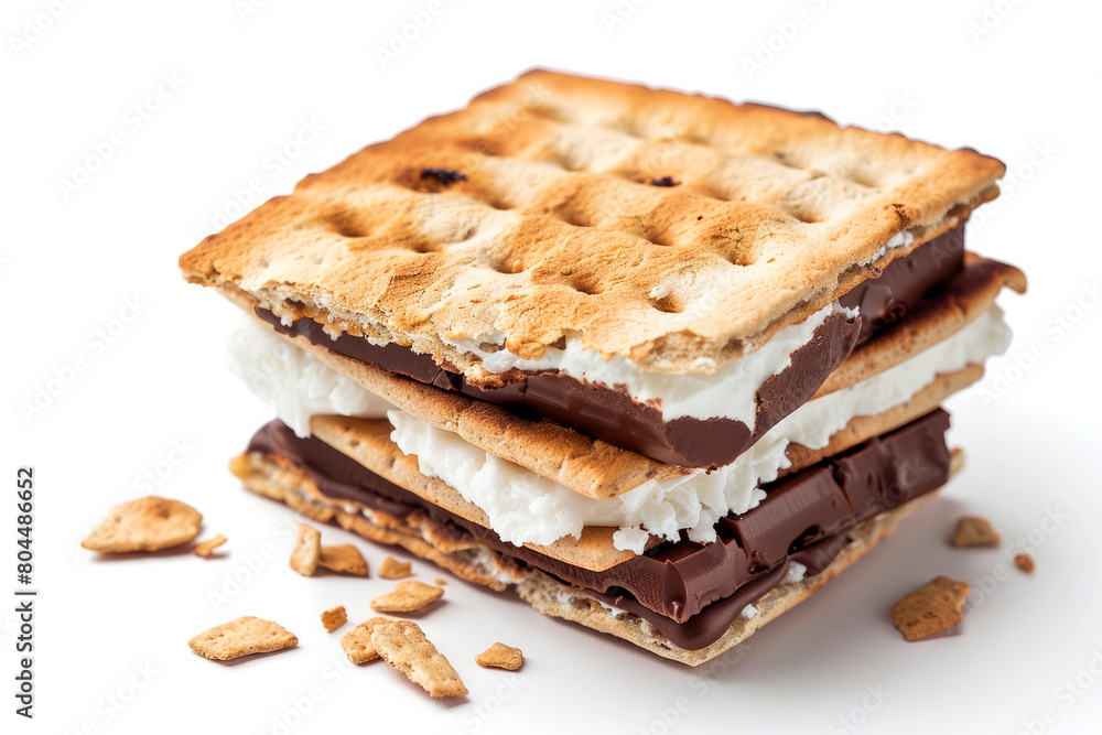 Traditional Homemade smores isolated on white background Traditional Homemade smores isolated on white background