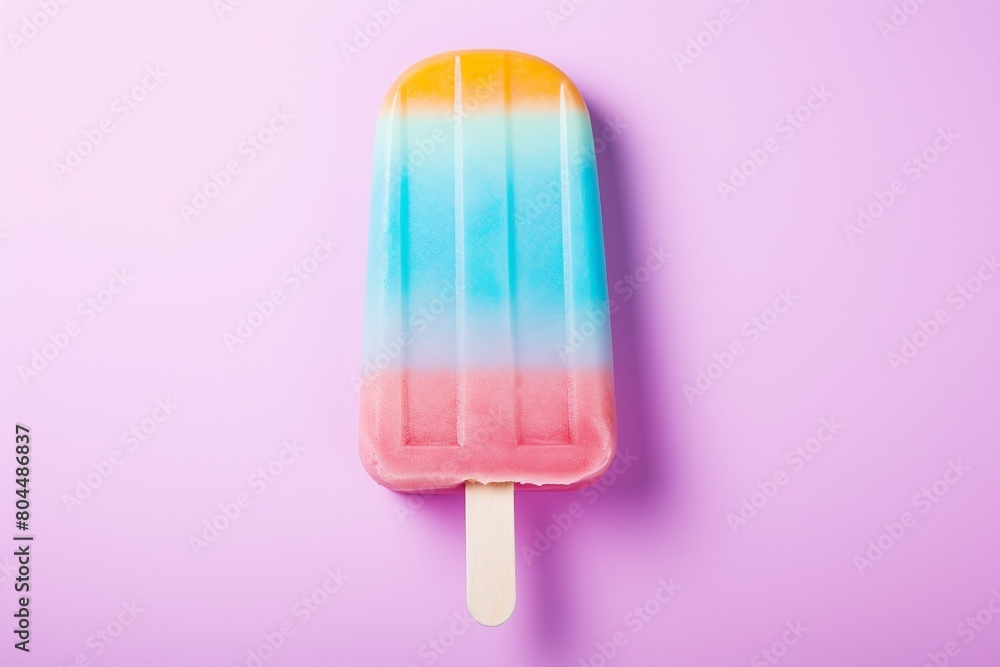 Colorful ice cream popsicle on pastel background with copy space Colorful ice cream popsicle on pastel background with copy space
