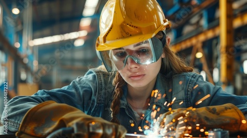 Skilled Welder at Work in Factory photo