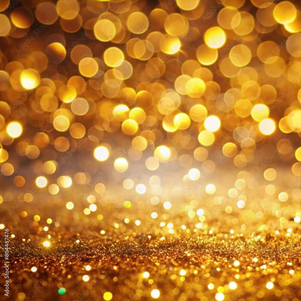 a bright yellow glitter background with a blurred background of lights.