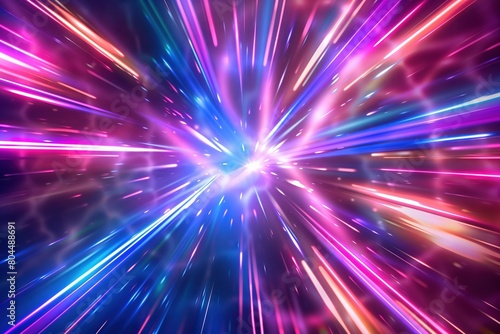 vibrant explosion of light and energy, symbolizing the speed at which data is transferred between devices. high-speed data transfer, symbolizing the speed and intensity of technology's impact  photo