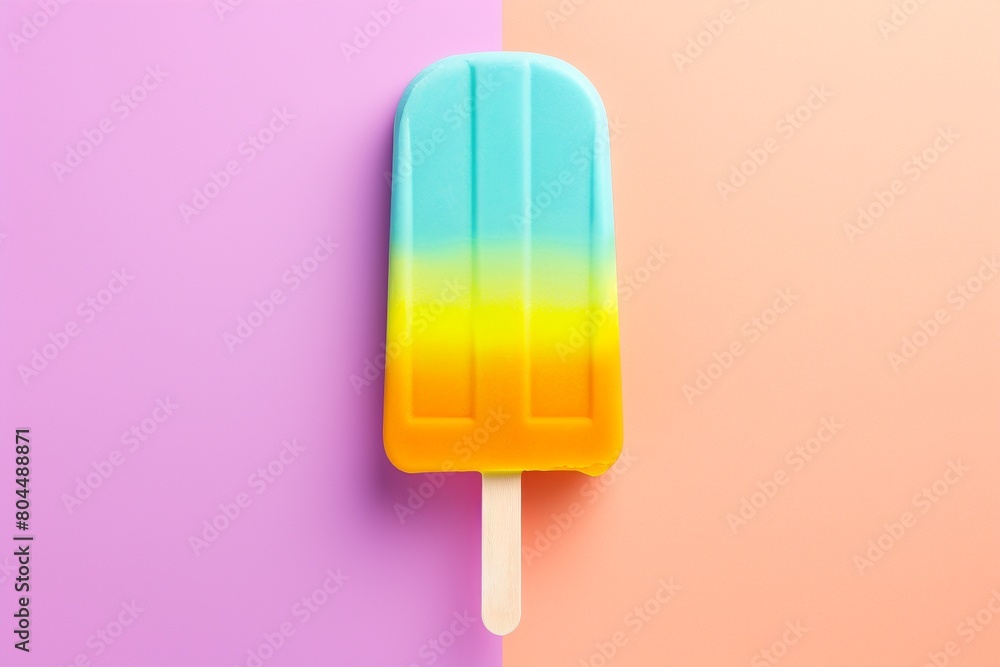 Refreshing ice cream popsicle on pastel background with copy space Refreshing ice cream popsicle on pastel background with copy space