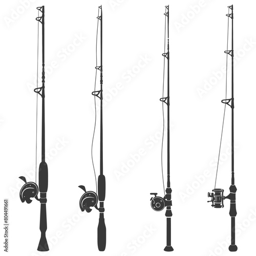 silhouette fishing rod full black color only