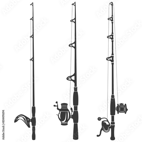 silhouette fishing rod full black color only