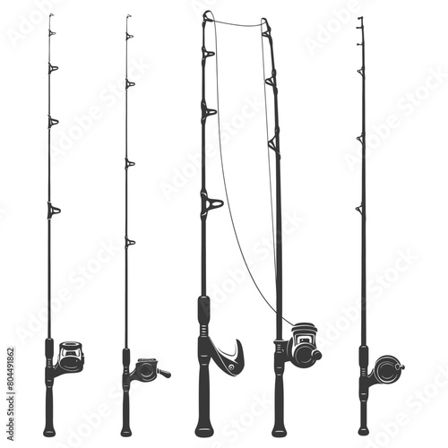 silhouette fishing rod full black color only