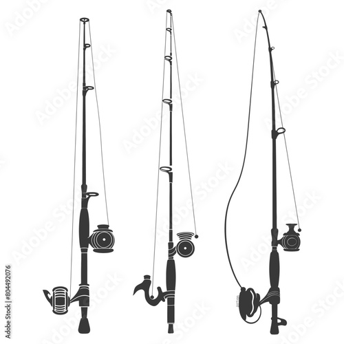 silhouette fishing rod full black color only