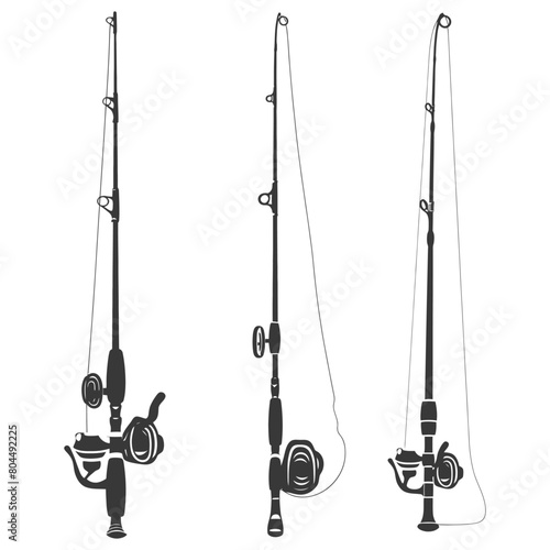 silhouette fishing rod full black color only