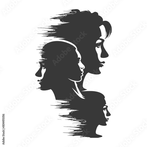 silhouette illustration about social issue gender inequality black color only