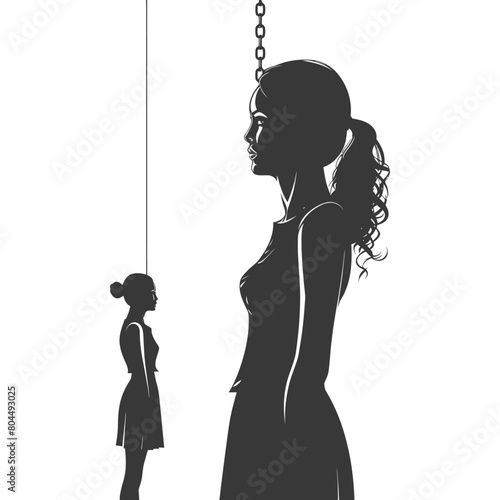 silhouette illustration about social issue gender inequality black color only