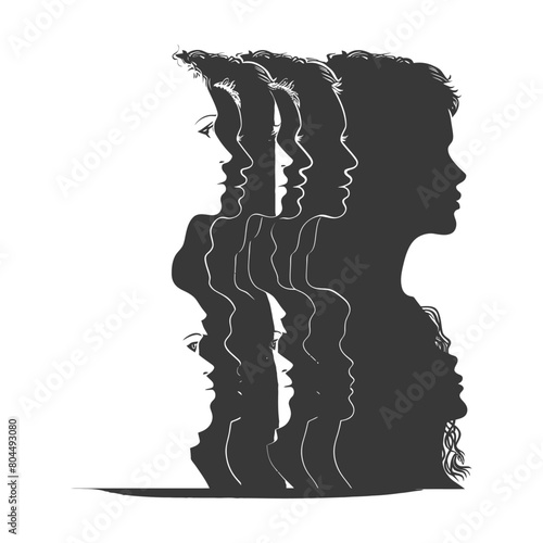 silhouette illustration about social issue gender inequality black color only