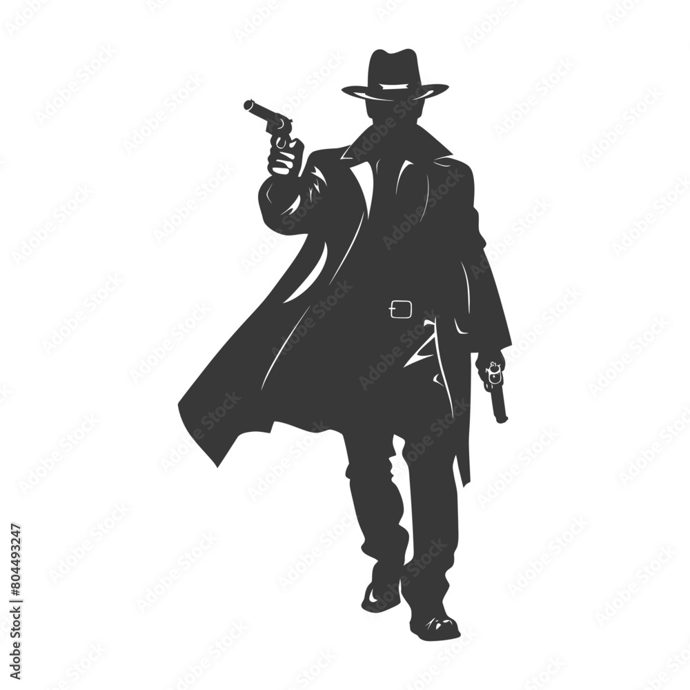 Naklejka premium silhouette mafia in action full body black color only