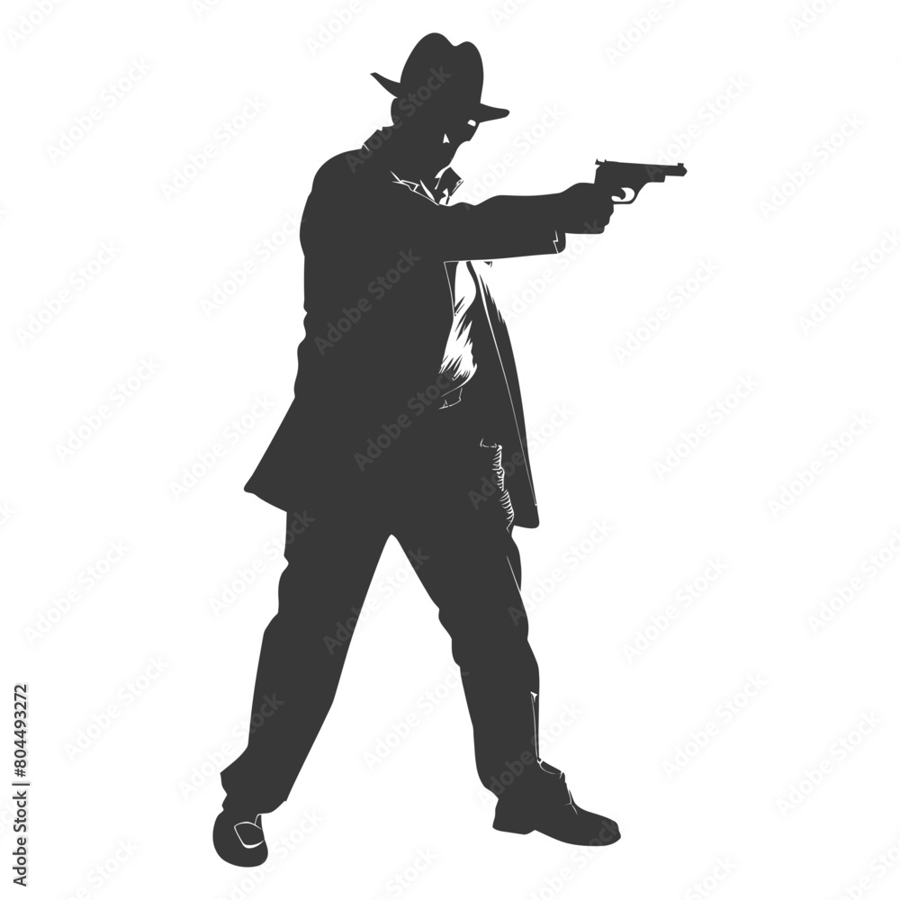 silhouette mafia in action full body black color only silhouette mafia in action full body black color only