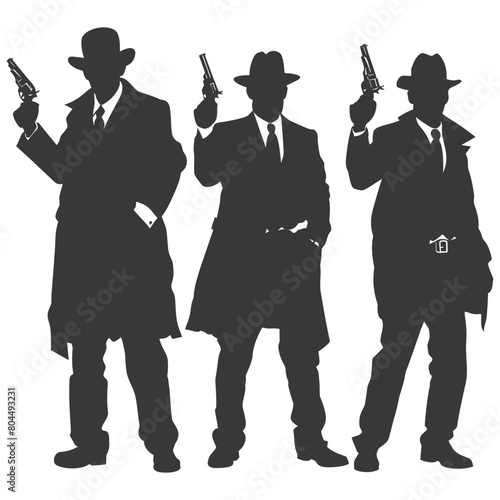 silhouette mafia in action full body black color only