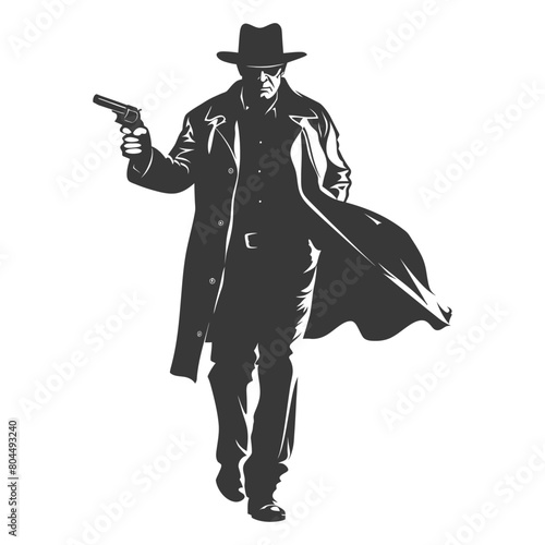 silhouette mafia in action full body black color only